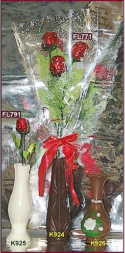 3D roses & vases all made in chocolate