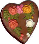 chocolate heart box decorated with 4 roses