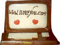 extra large computer with a love message on screen