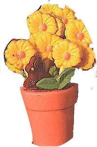 small easter flower pot with bunny & daisies